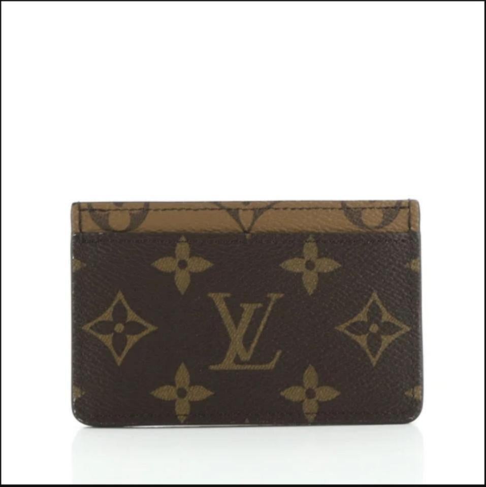Brown Louis Vuitton Rare Monogram Reverse Card Holder Wallet Case 862011 For Sale