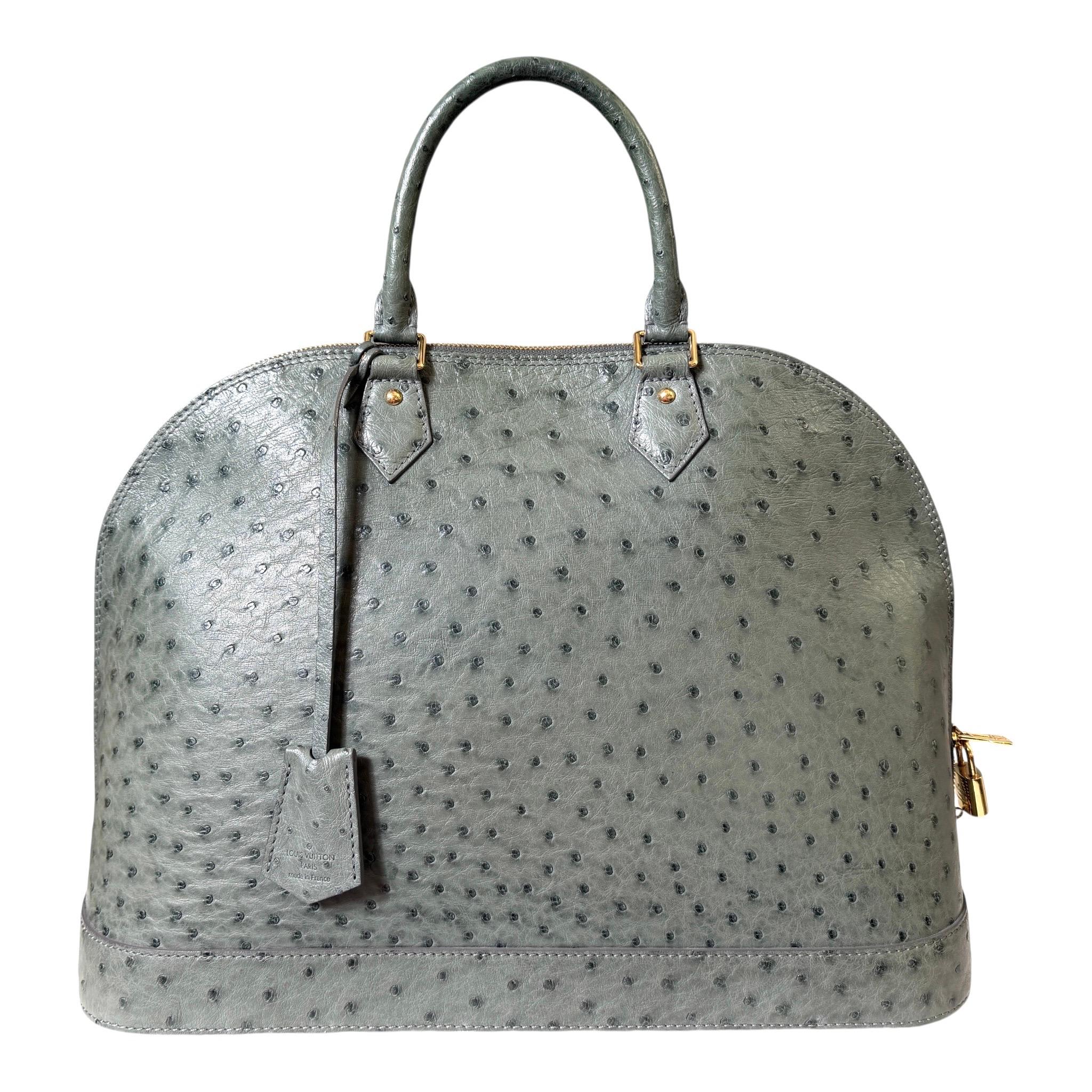LOUIS VUITTON Raro bolso de asa superior Alma XL de avestruz - Color especial