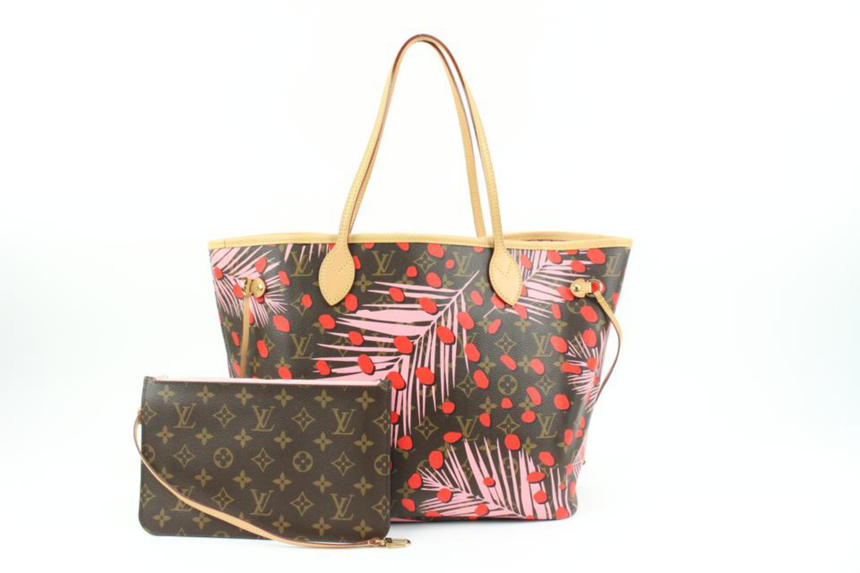 Louis Vuitton Rare Palm Springs Jungle Dots Neverfull MM Tote with Pouch 42lk31s For Sale 5