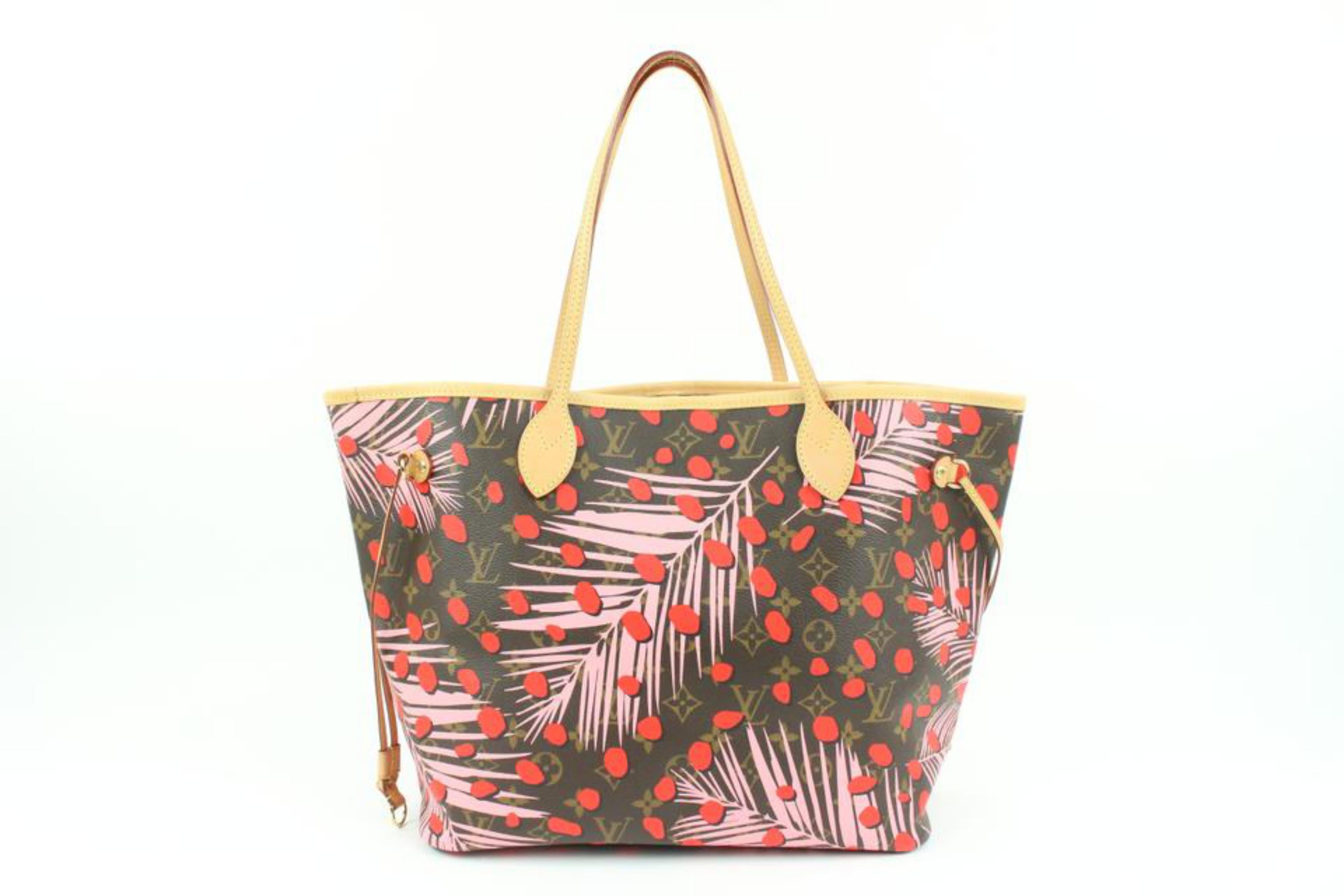 Women's Louis Vuitton Rare Palm Springs Jungle Dots Neverfull MM Tote with Pouch 42lk31s For Sale