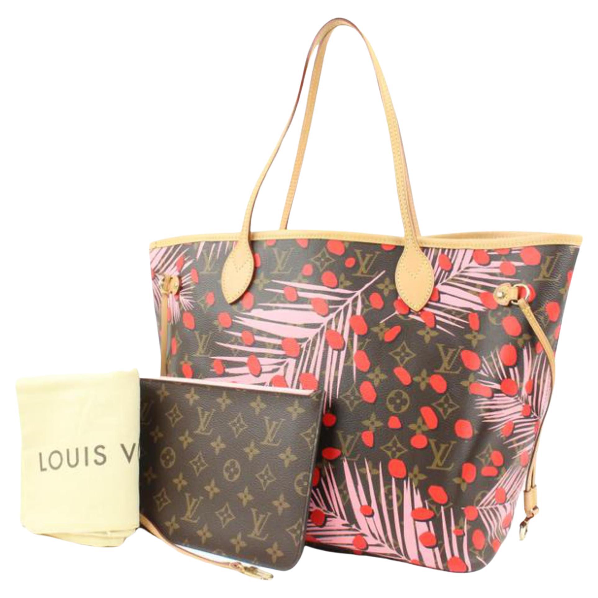 Louis Vuitton Rare Palm Springs Jungle Dots Neverfull MM Tote with Pouch 42lk31s For Sale