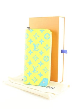 Louis Vuitton Rare Runway Neon Yellow x Blue Playground Zippy Wallet 2l810a