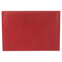 Louis Vuitton Rare Sharon Stone Amfar Three Red Leather Card Holder 929lv93