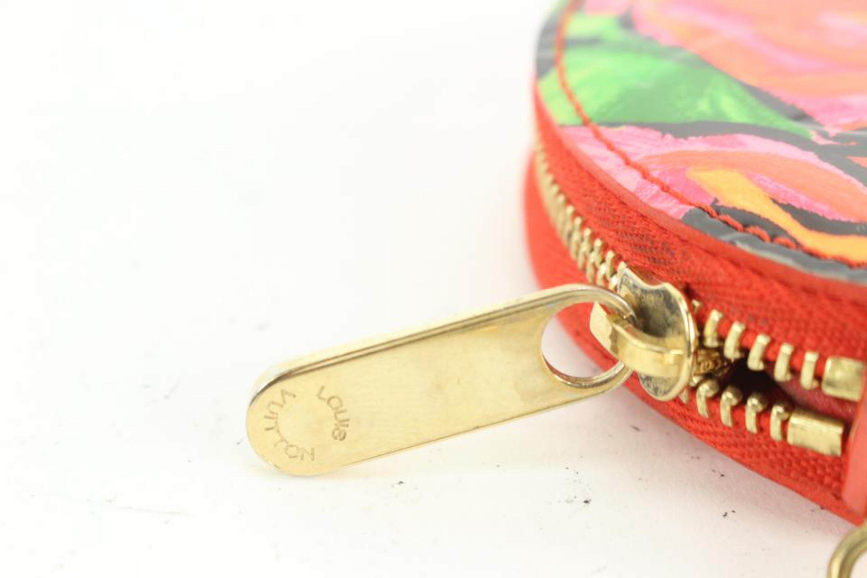 Women's Louis Vuitton Rare Stephen Sprouse Orange Sunset Vernis Roses Coin Purse 90lk68s
