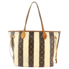 Used Louis Vuitton Rare Striped Monogram Rayures Neverfull MM Tote 1112lv50