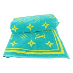 Louis Vuitton Rare Teal x Yellow Monogram Vuittamins Beach Towel 818lv47