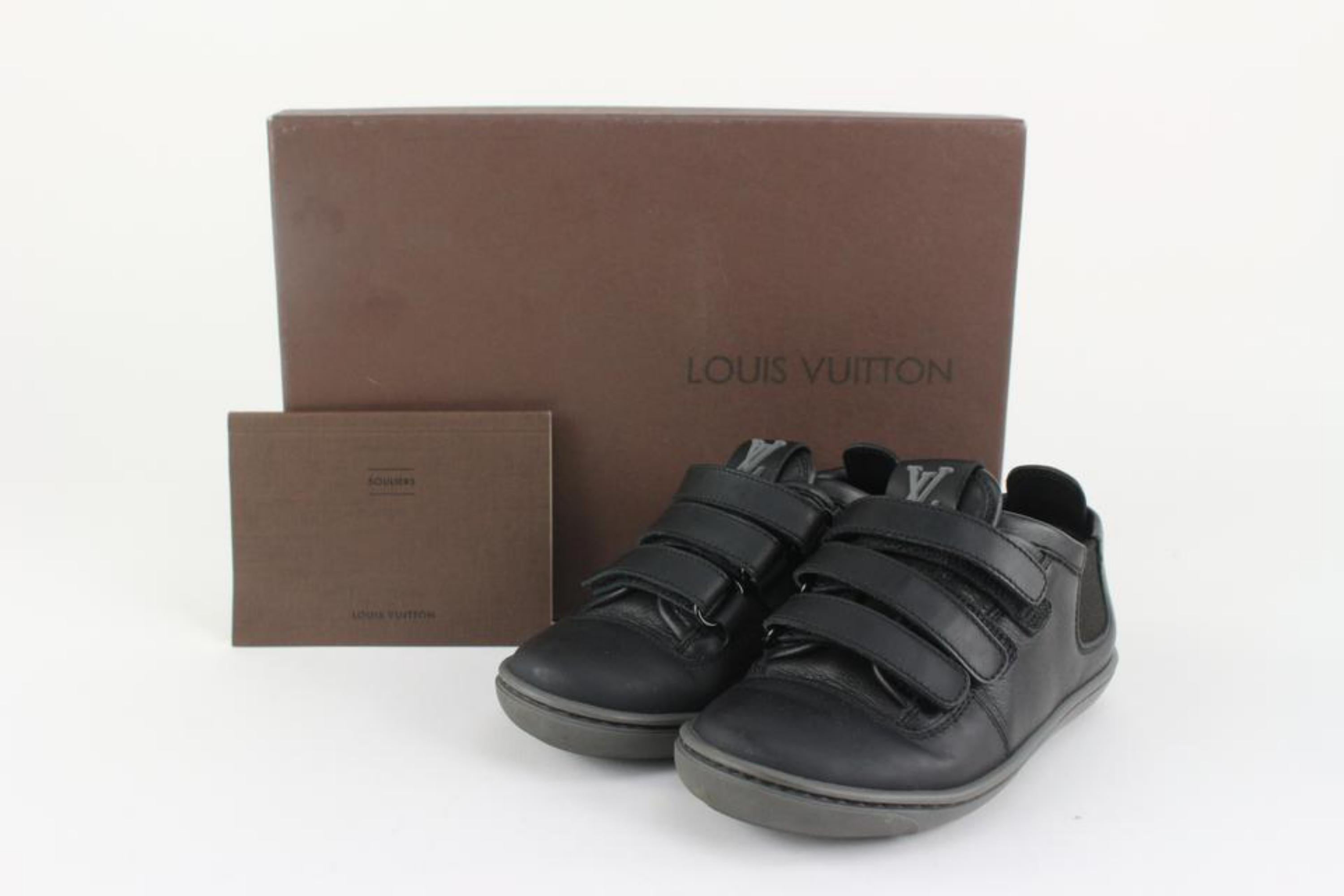 Louis Vuitton Rare Toddler Sz 25 Black Leather Slalom Sneaker 128lv1 For Sale 6
