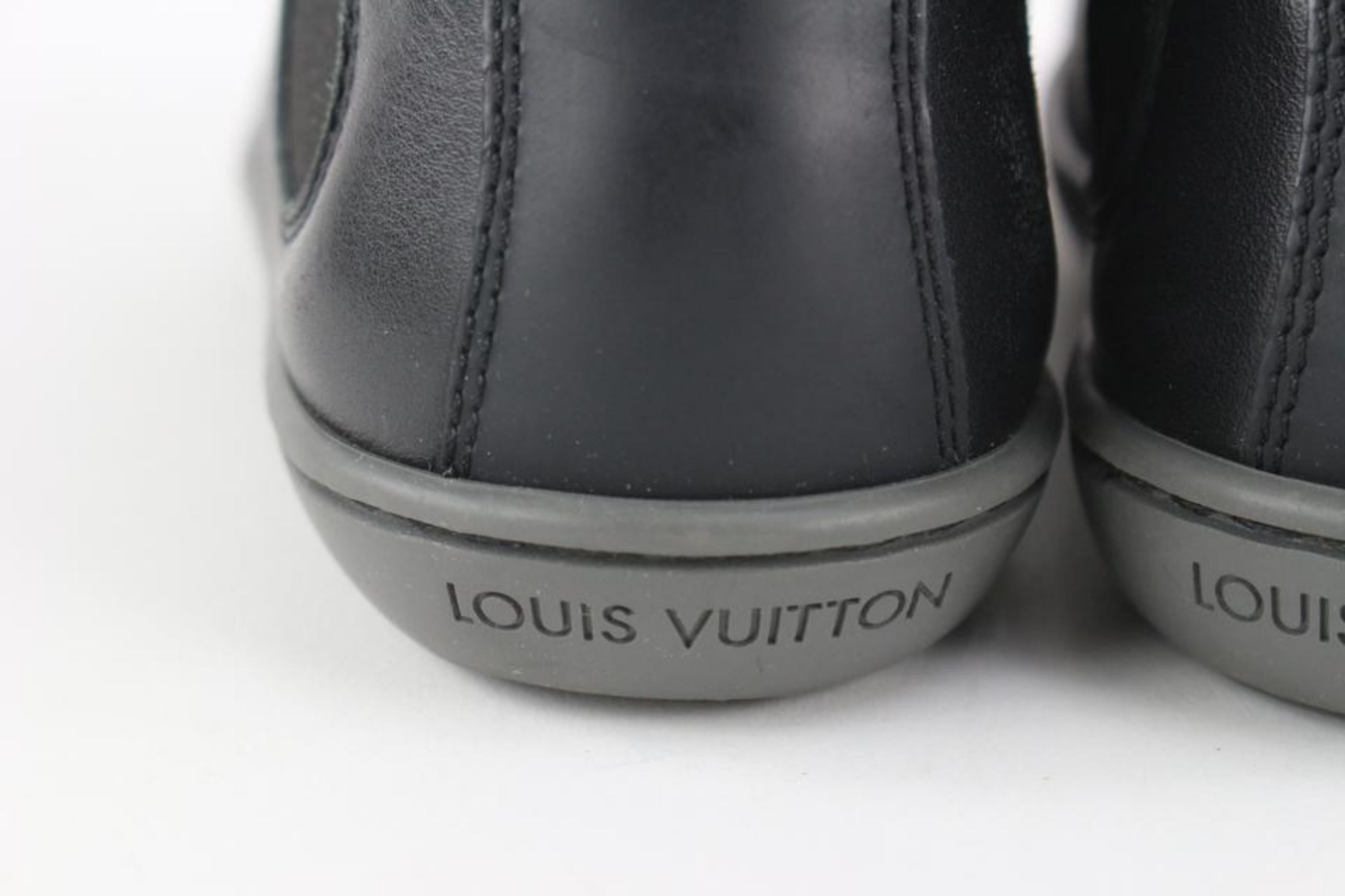 Louis Vuitton Seltene Toddler Gr. 25 Schwarz Leder Slalom Turnschuhe 128lv1 im Zustand „Gut“ im Angebot in Dix hills, NY