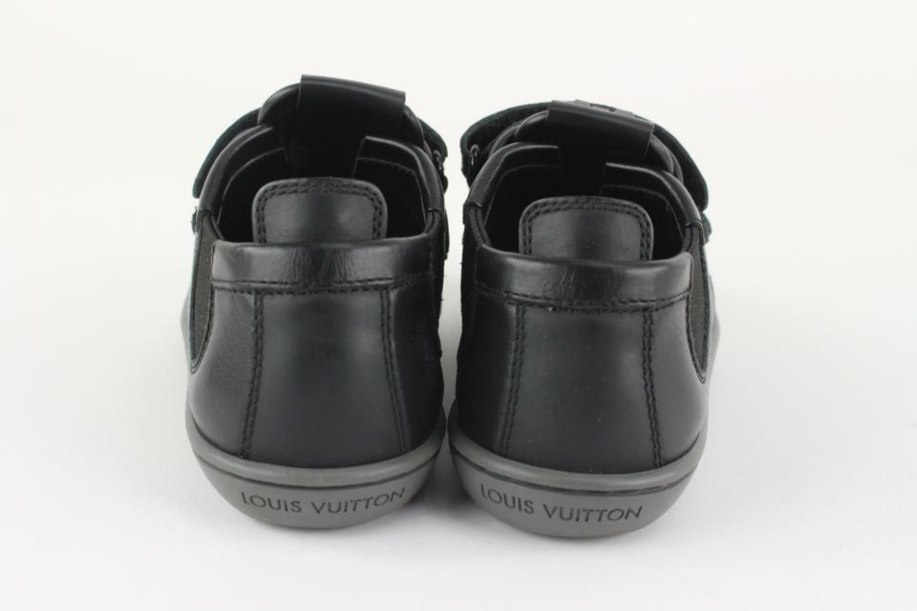 Women's Louis Vuitton Rare Toddler Sz 25 Black Leather Slalom Sneaker 128lv1 For Sale