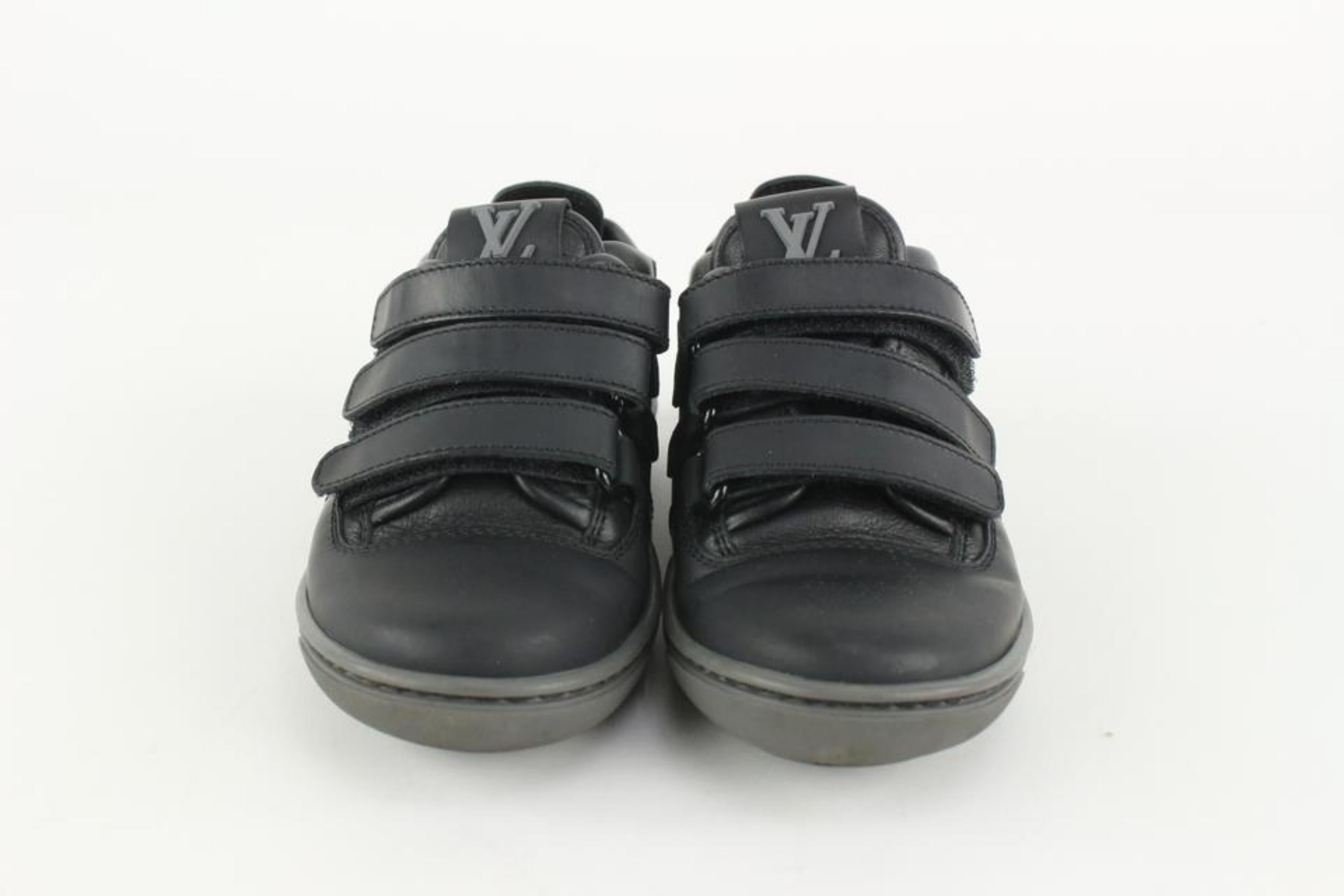 Louis Vuitton Rare Toddler Sz 25 Black Leather Slalom Sneaker 128lv1 For Sale 2
