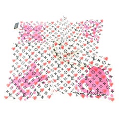 Louis Vuitton Rare Valentine Heart Monogram Silk Scarf 3LK0315