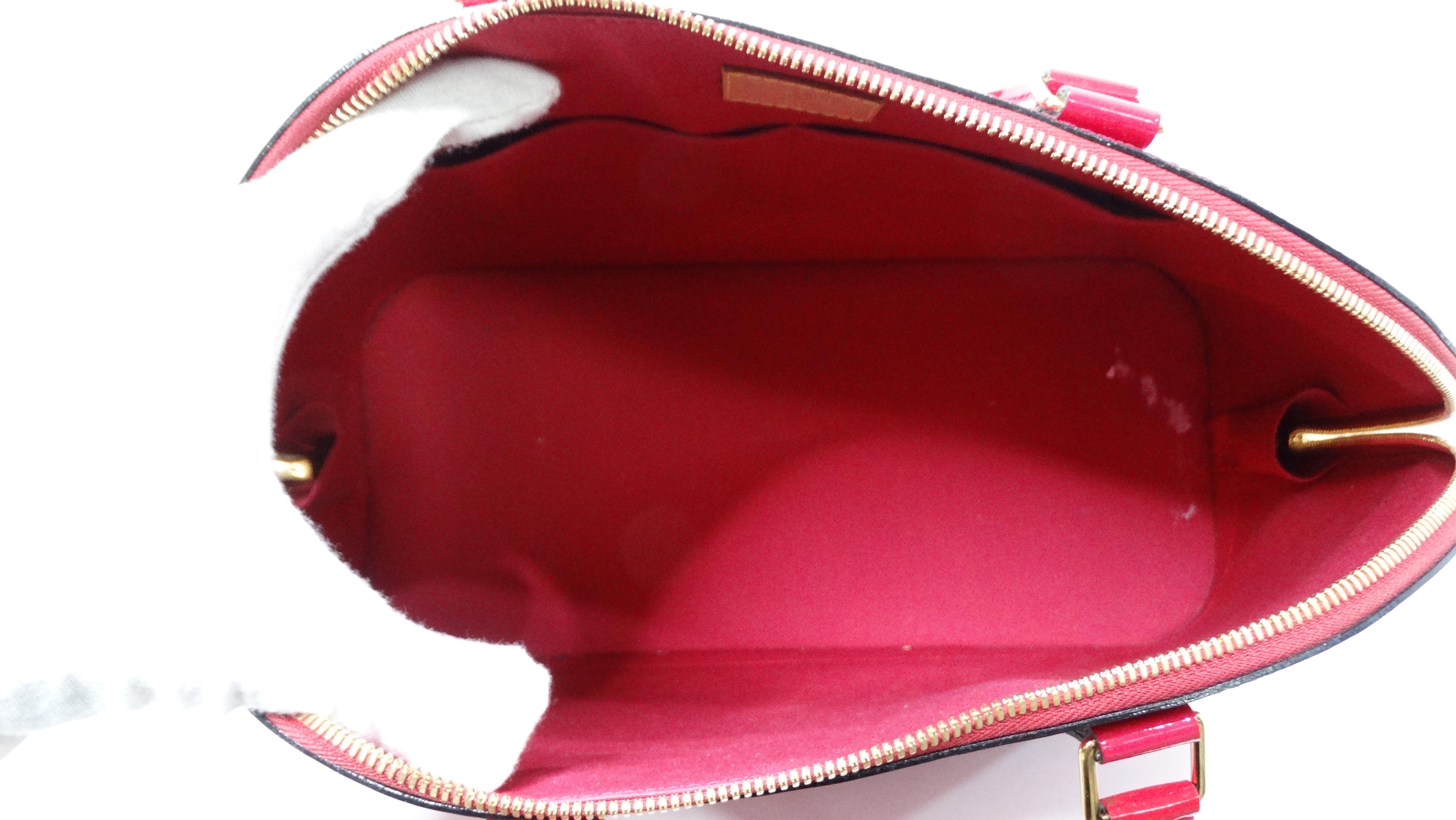 Louis Vuitton Rasberry Alma Monogram Vernis Patent Leather Handbag en venta 5