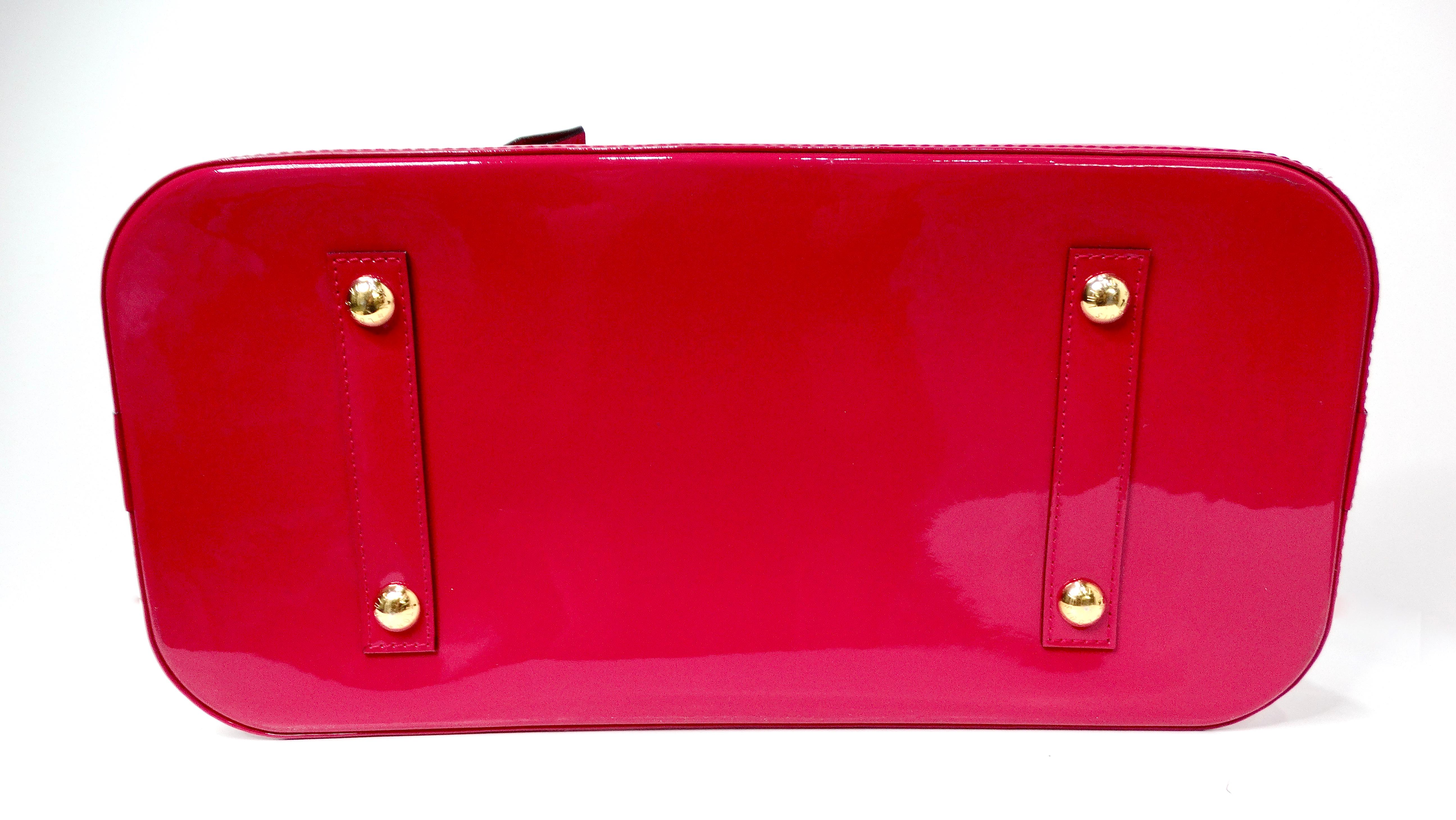 Louis Vuitton Rasberry Alma Monogram Vernis Patent Leather Handbag en venta 3