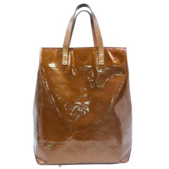 Louis Vuitton Reade Bronze Copper Vernis Mm 870201 Brown Coated Canvas Tote