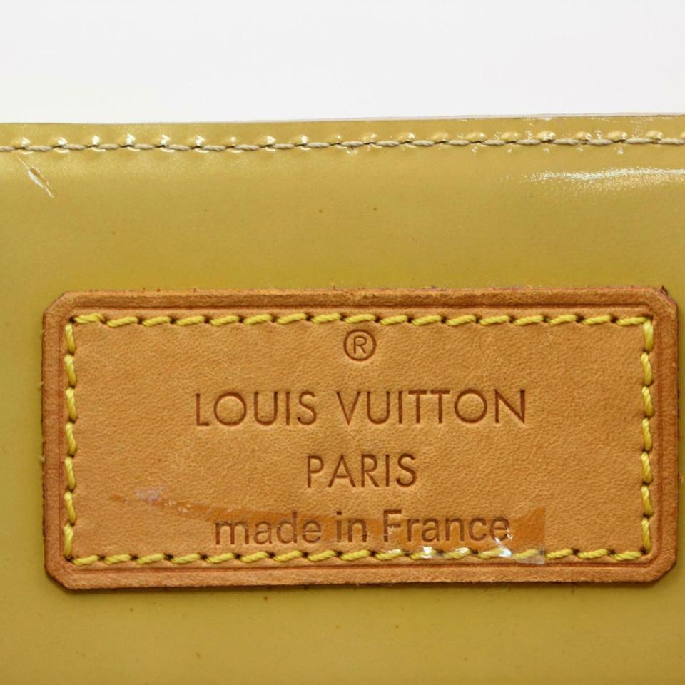 Brown Louis Vuitton Reade Gm 870967 Yellow-green Monogram Vernis Leather Tote For Sale