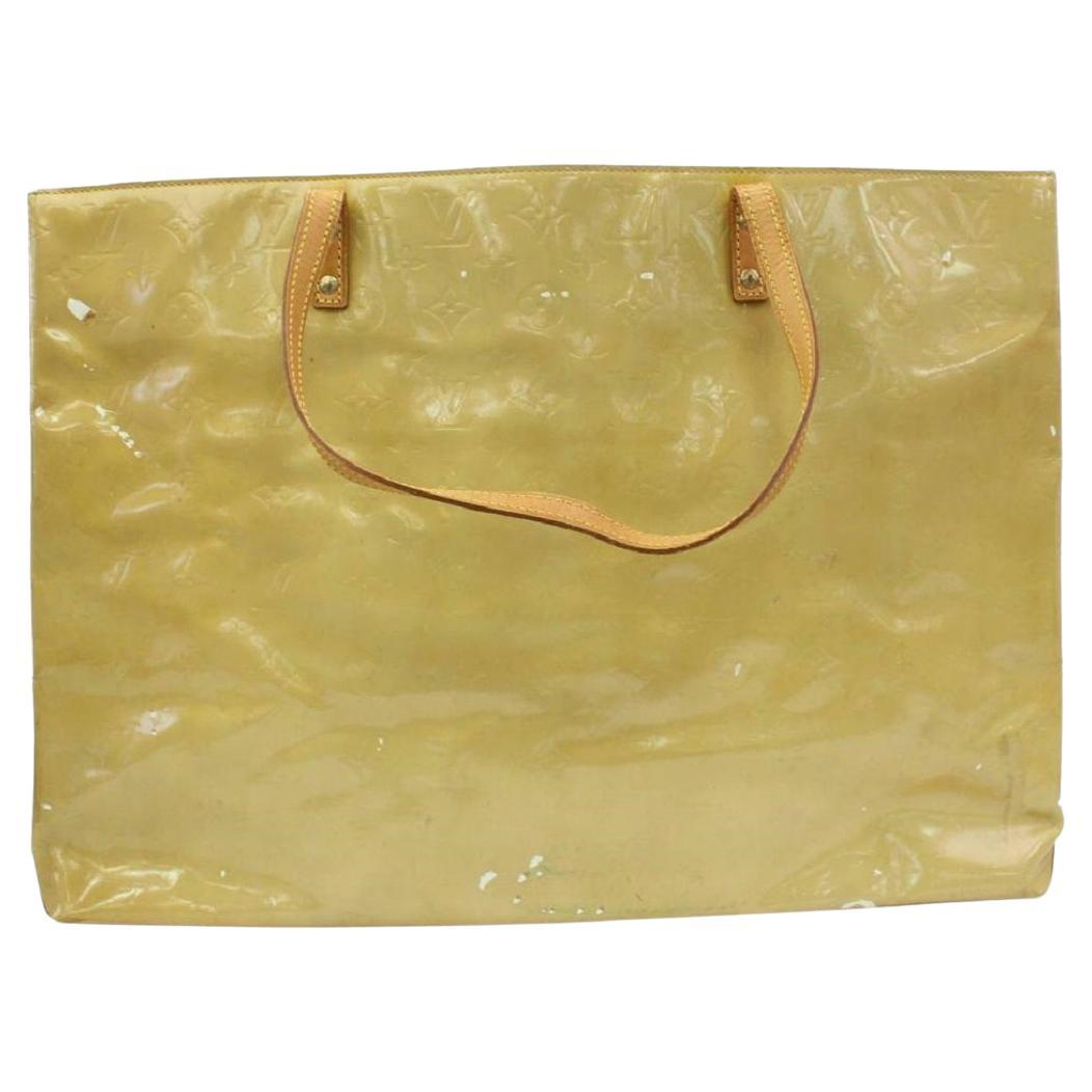 Louis Vuitton Reade Gm 870967 Yellow-green Monogram Vernis Leather Tote For Sale