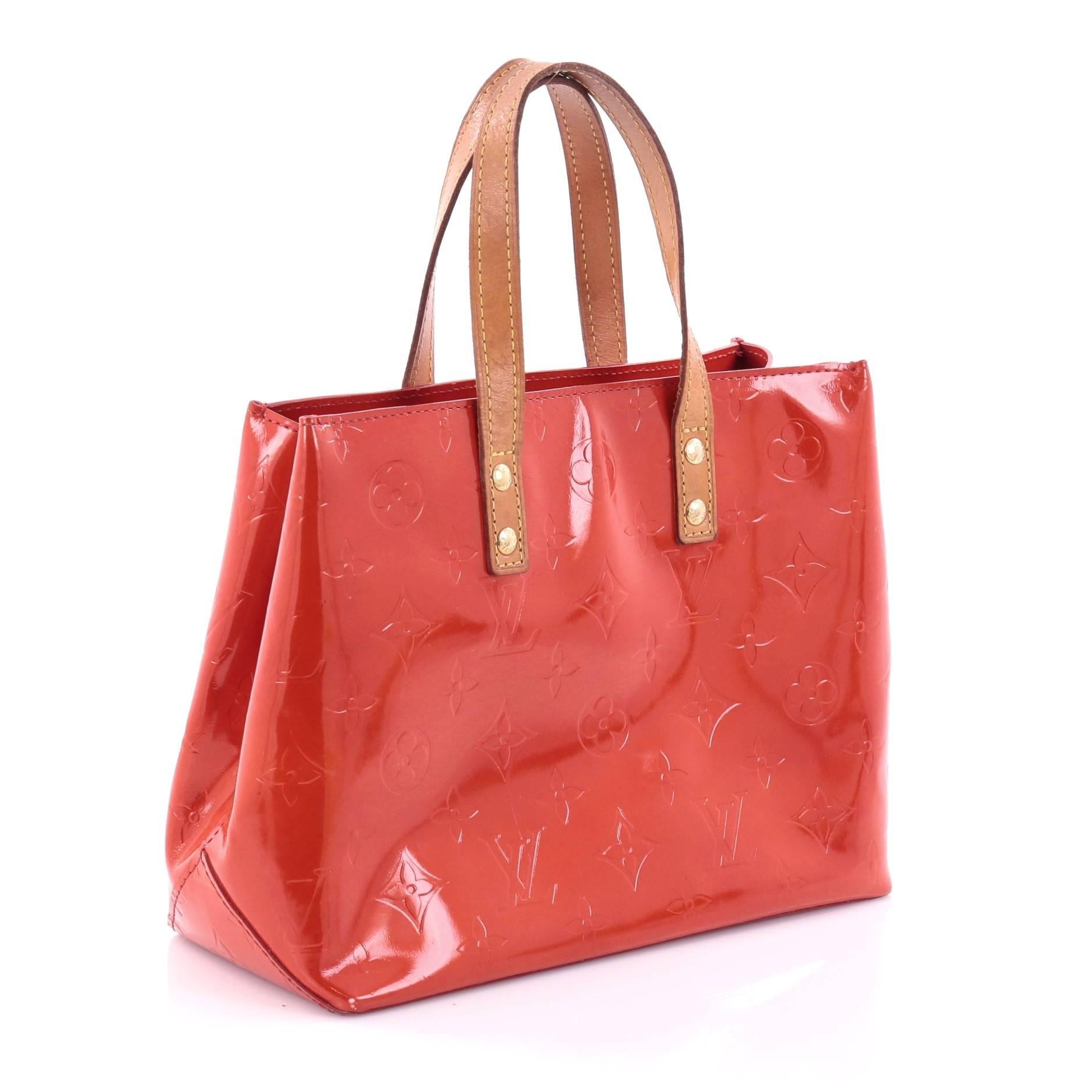 Red Louis Vuitton Reade Handbag Monogram Vernis PM