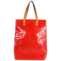 Louis Vuitton Reade Monogram Vernis Mm 232382 Red Patent Leather Tote