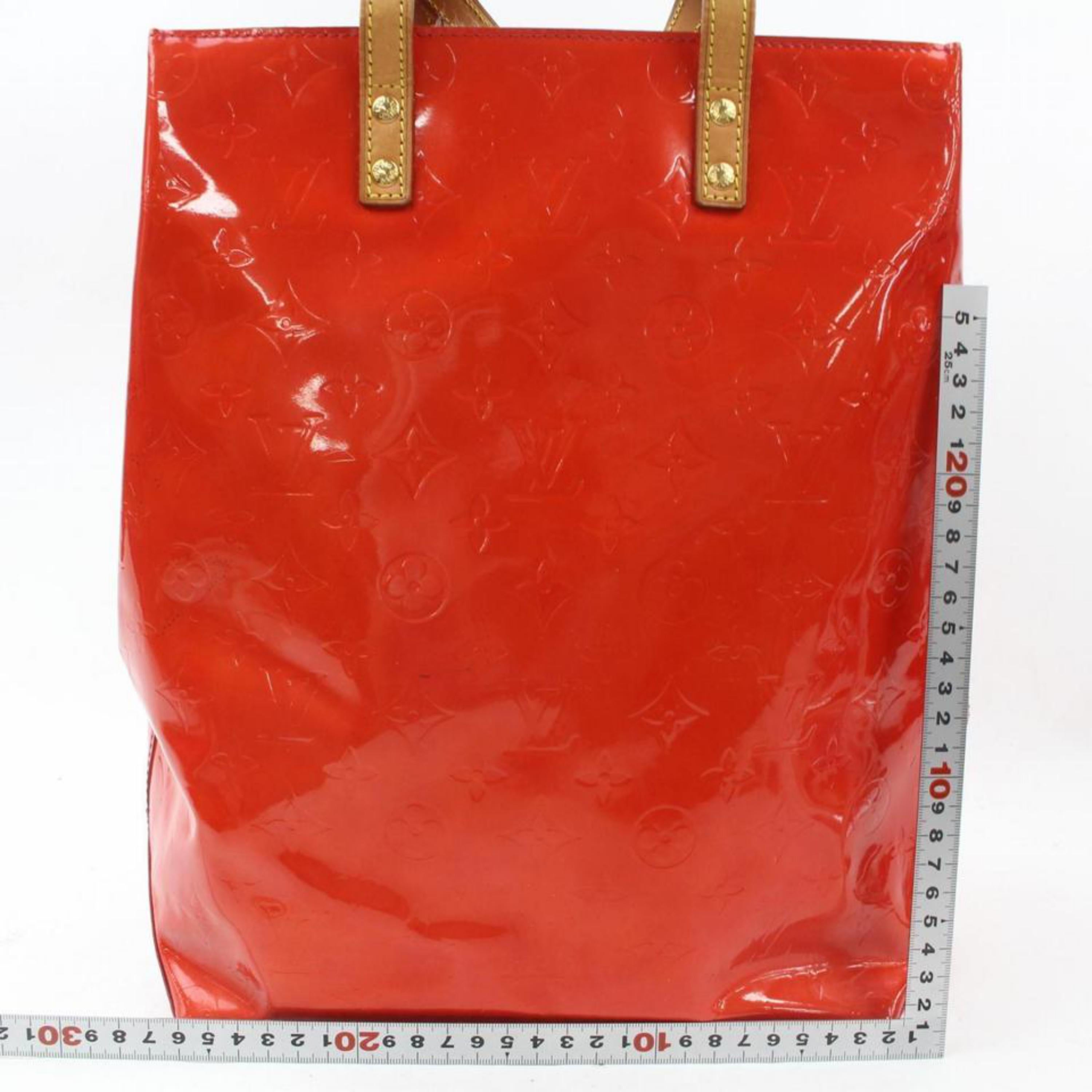 Louis Vuitton Reade Monogram Vernis Mm 869298 Red Patent Leather Tote For Sale 3