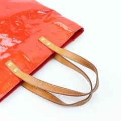 Louis Vuitton Reade Monogram Vernis Mm 870212 Red Patent Leather Tote