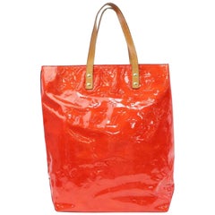 Louis Vuitton Reade Monogram Vernis Mm 870212 Red Patent Leather Tote
