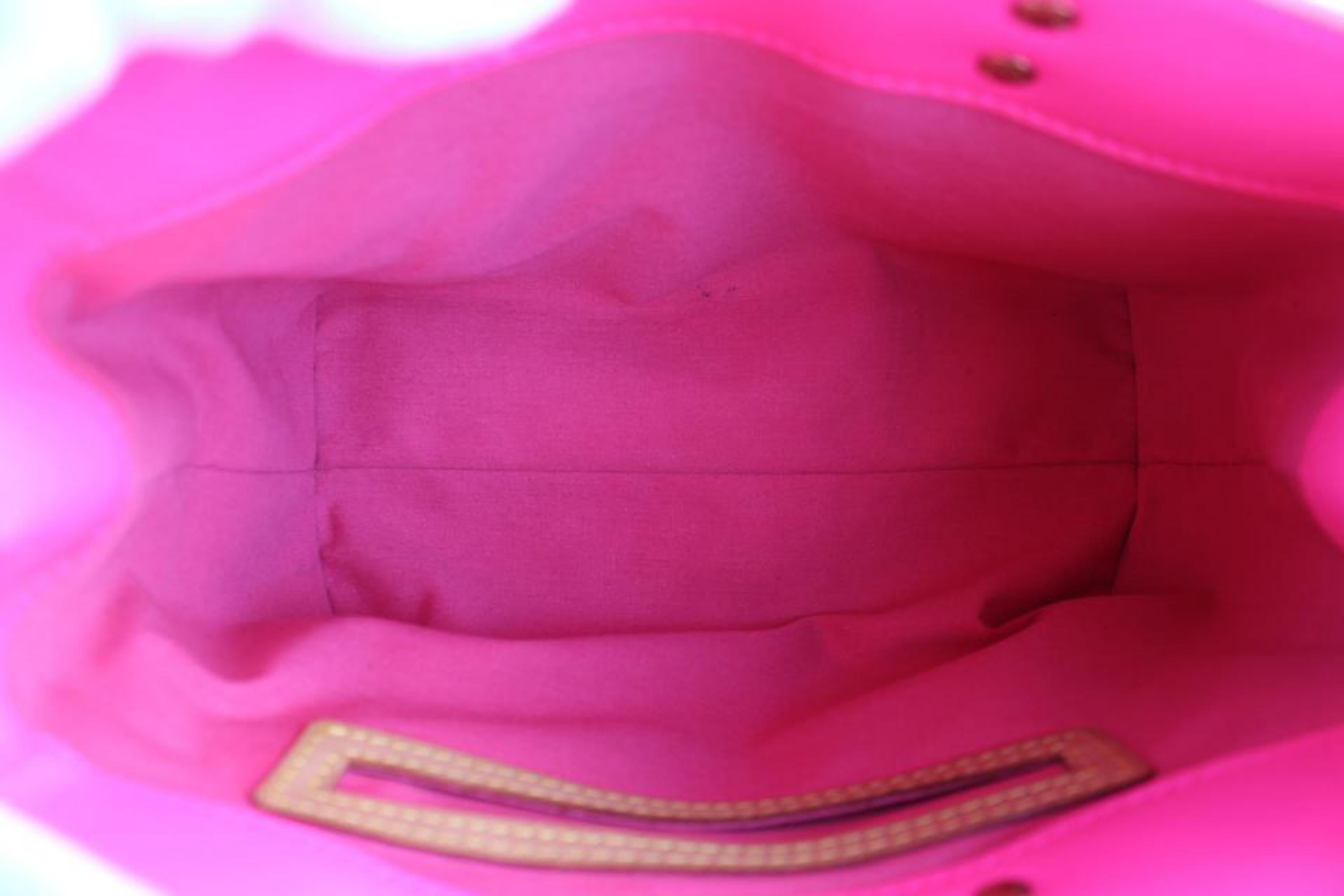 Women's Louis Vuitton Reade Robert Wilson Pm 223740 Fluo Pink Vernis Patent Tote