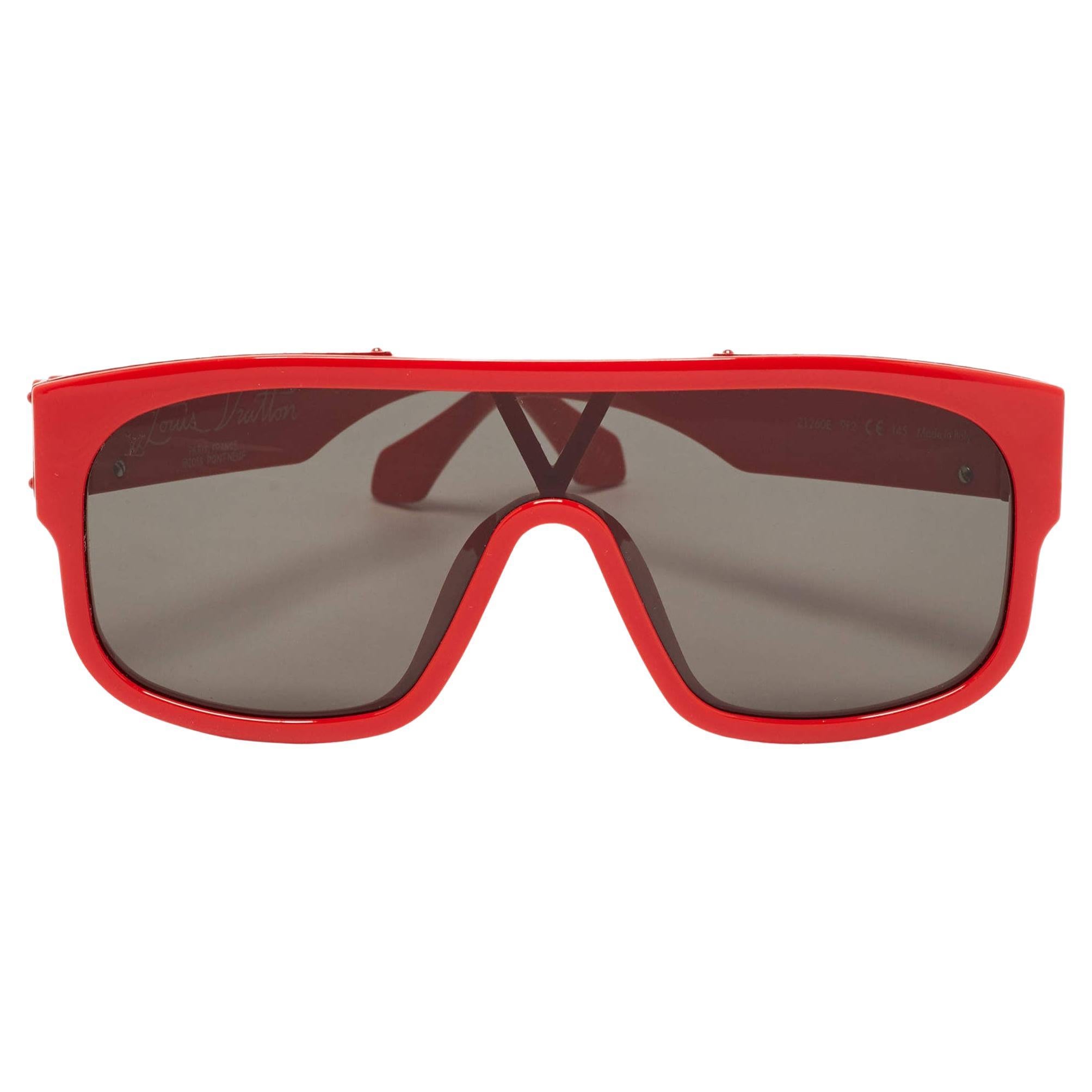 Louis Vuitton Red 1.1 Millionaires Mask Shield Sunglasses For Sale