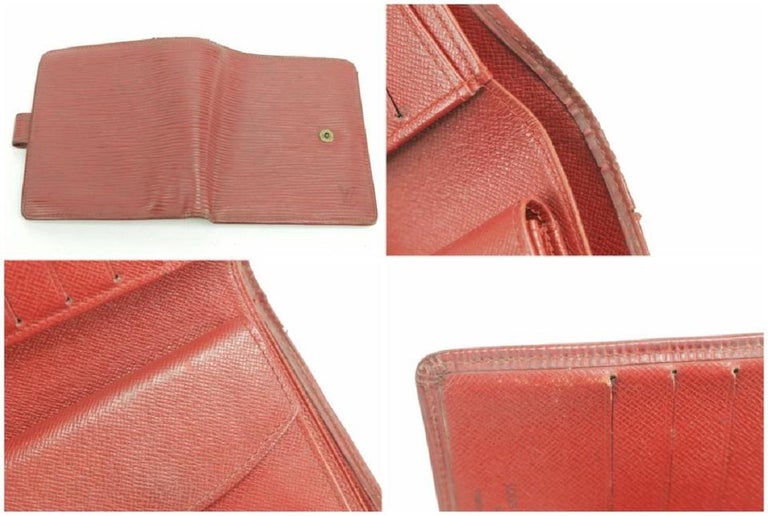 AUTHENTIC LOUIS VUITTON Vernis Red Patent Leather Double Snap Wallet 