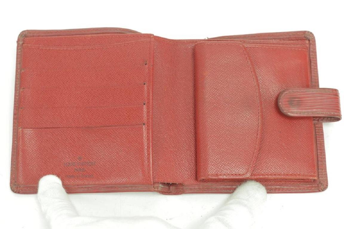 Louis Vuitton Red 39lk0109 Epi Compact Snap Wallet For Sale 2