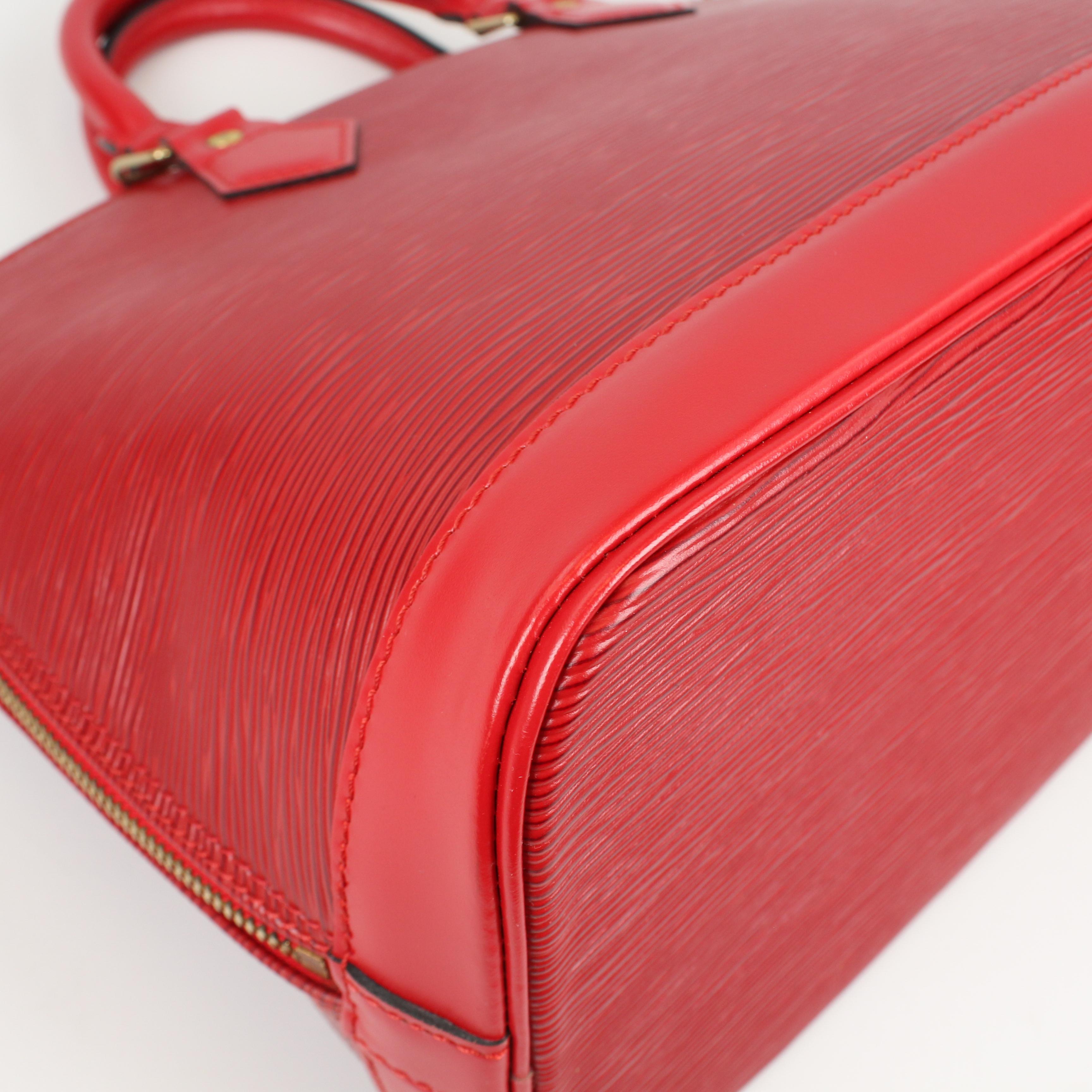Louis Vuitton Red Alma Epi leather handbag For Sale 12