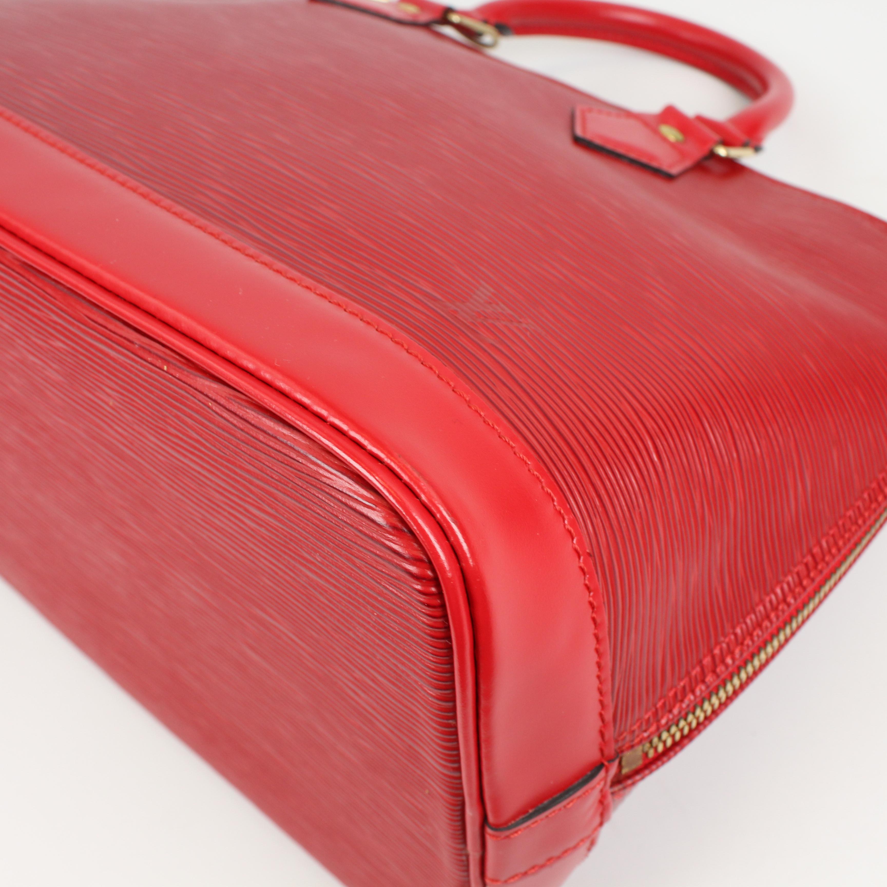 Louis Vuitton Red Alma Epi leather handbag For Sale 15