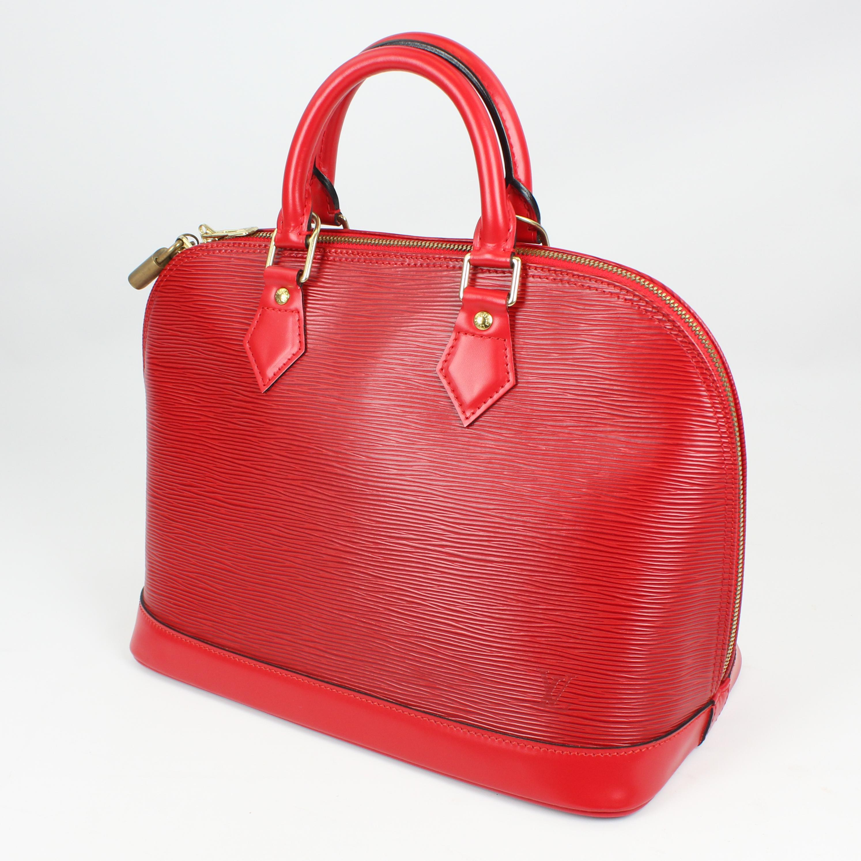 Louis Vuitton Red Alma Epi leather handbag For Sale 1