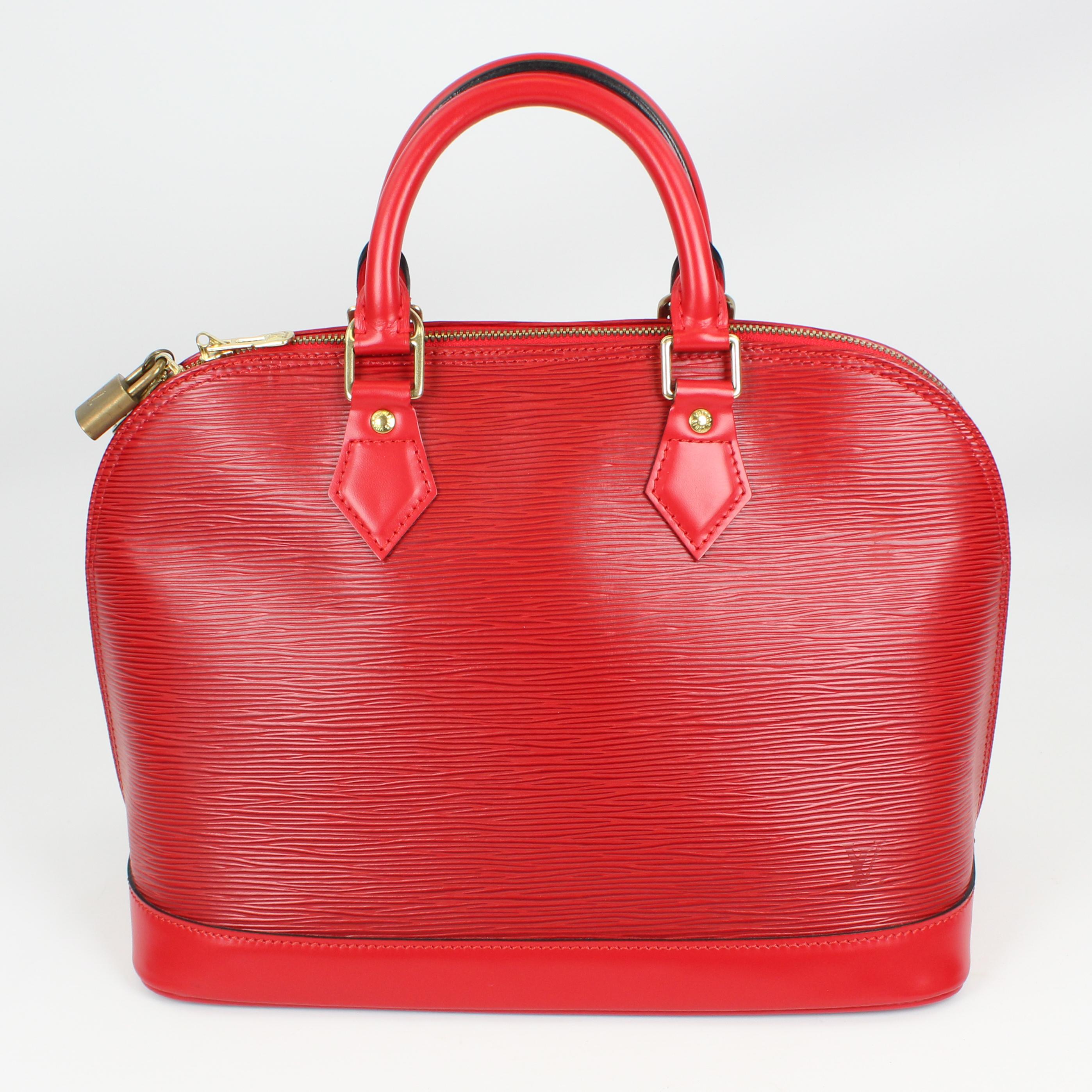 Louis Vuitton Red Alma Epi leather handbag For Sale 2