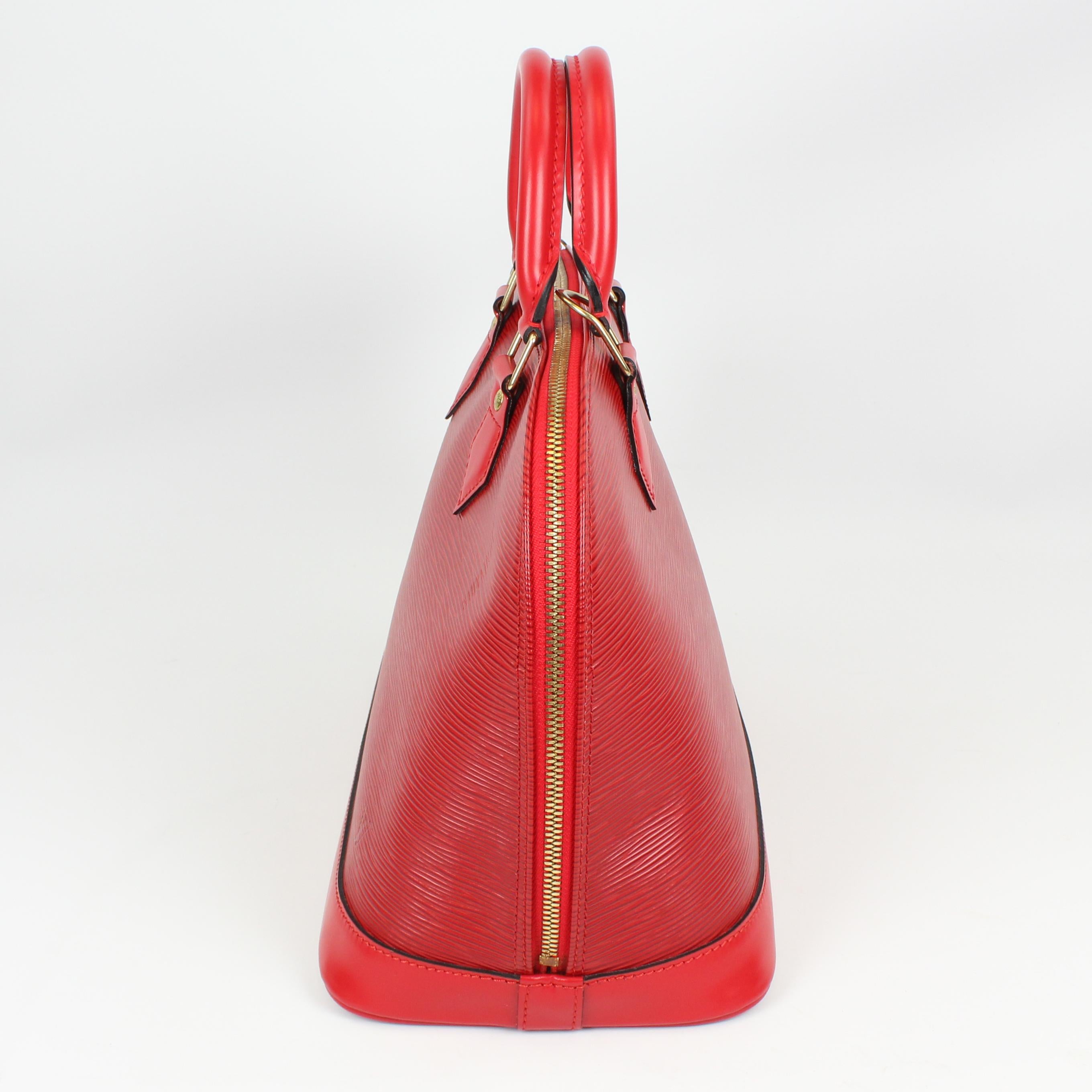 Louis Vuitton Red Alma Epi leather handbag For Sale 4