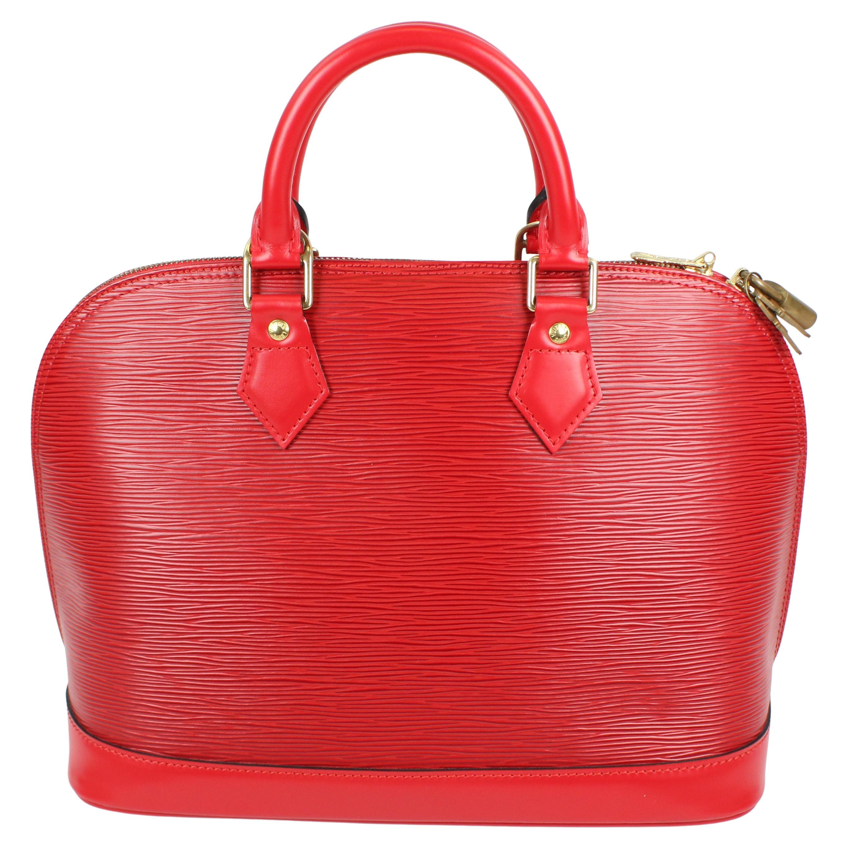 Louis Vuitton Red Alma Epi leather handbag For Sale