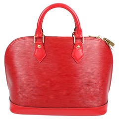 Louis Vuitton Red Alma Epi leather handbag