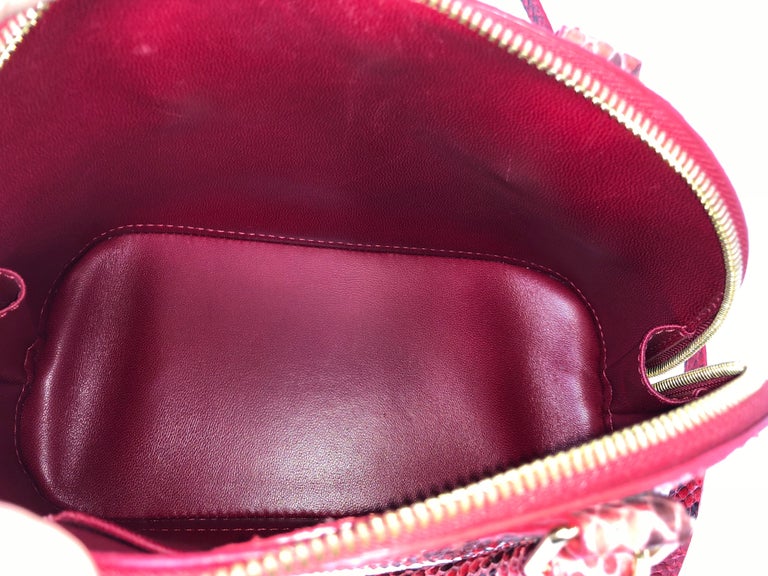 Louis Vuitton Red and Black Python Alma BB Crossbody Bag at