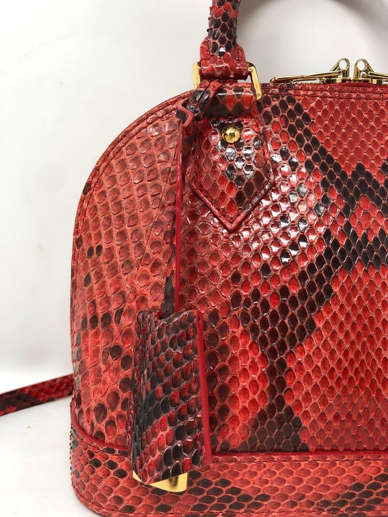 Louis Vuitton Red and Black Python Alma BB Crossbody Bag