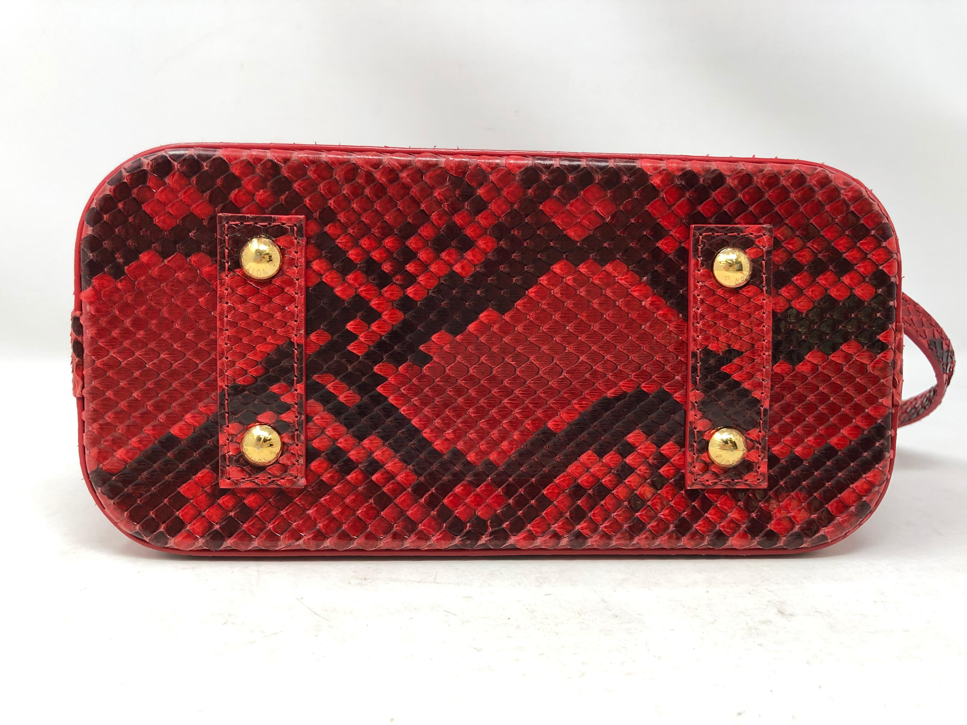 Women's or Men's Louis Vuitton Red and Black Python Alma BB Crossbody Bag