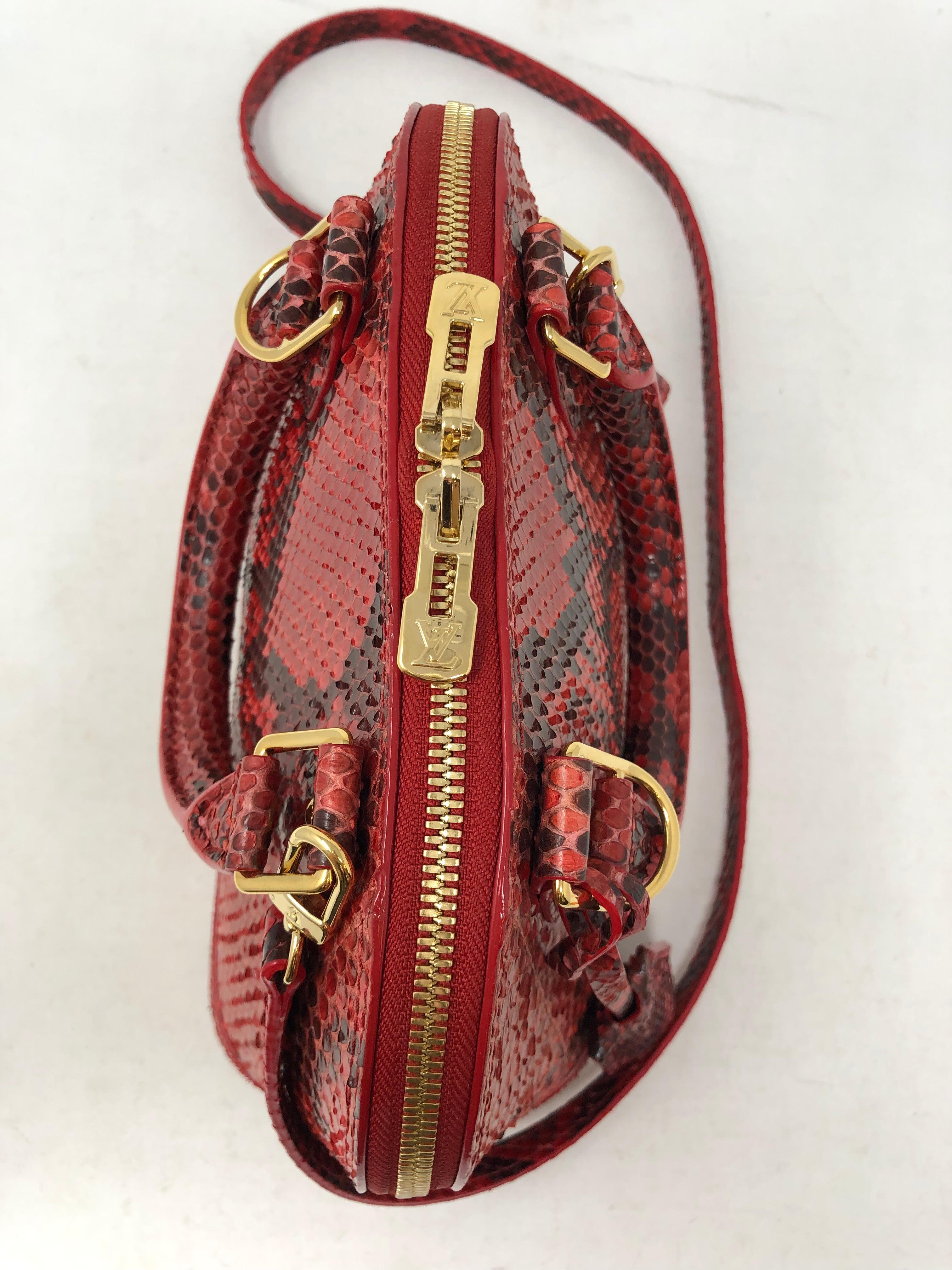 Louis Vuitton Red and Black Python Alma BB Crossbody Bag 1