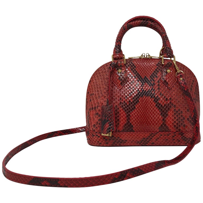 Louis Vuitton Red and Black Python Alma BB Crossbody Bag For Sale at 1stdibs