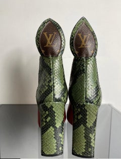 Louis Vuitton red and green reptile leather ankle Boots