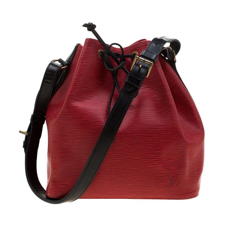 Louis Vuitton Red/Black Epi Leather Petit Noe Shoulder Bag at 1stDibs