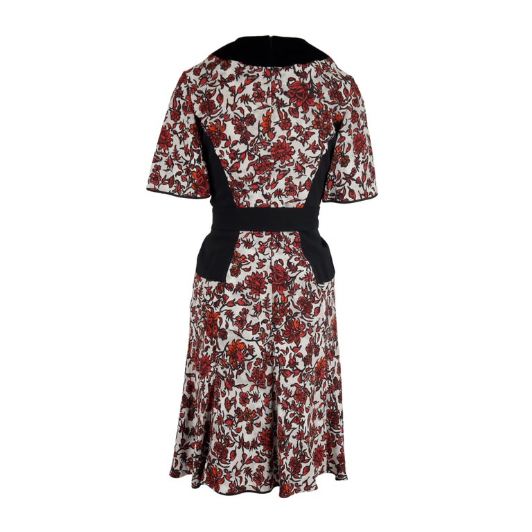 Louis Vuitton Red Black Floral Printed Dress For Sale at 1stDibs