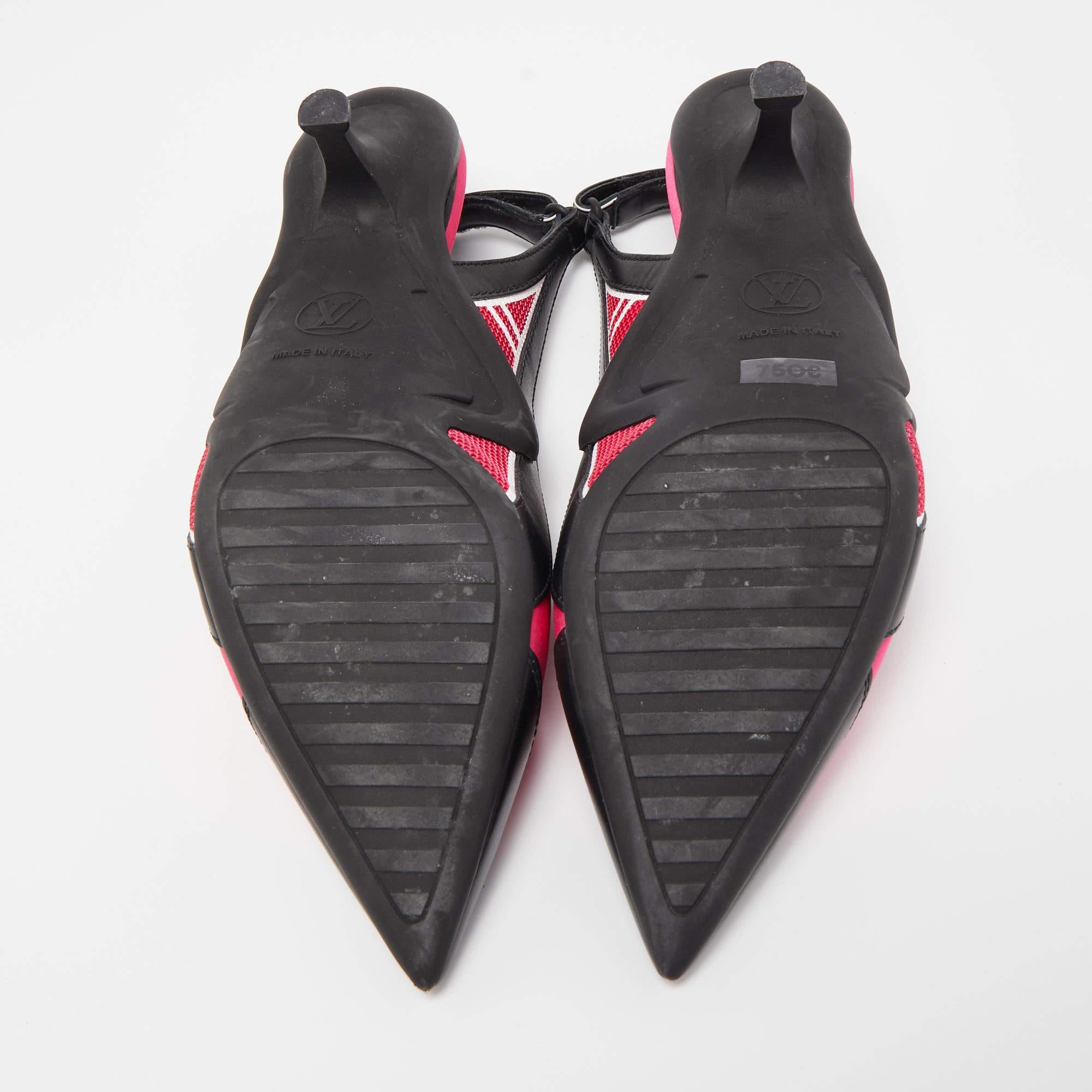 Louis Vuitton Red/Black Nylon, Leather Archlight Slingback Pumps 3