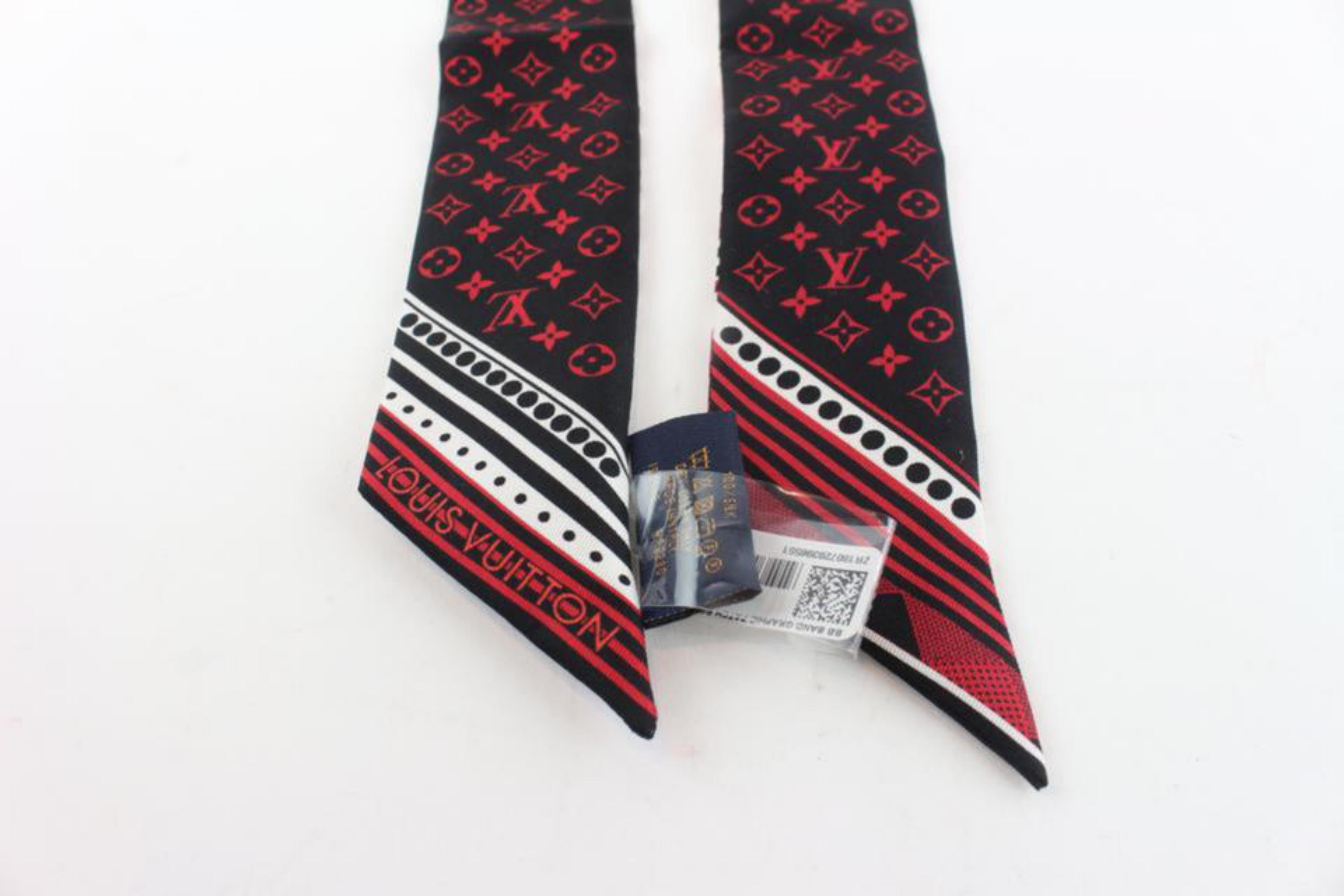 Louis Vuitton Red Black Rouge Monogram Bandeau Silk 4lz1102 Scarf/Wrap 868589 Sc For Sale 3