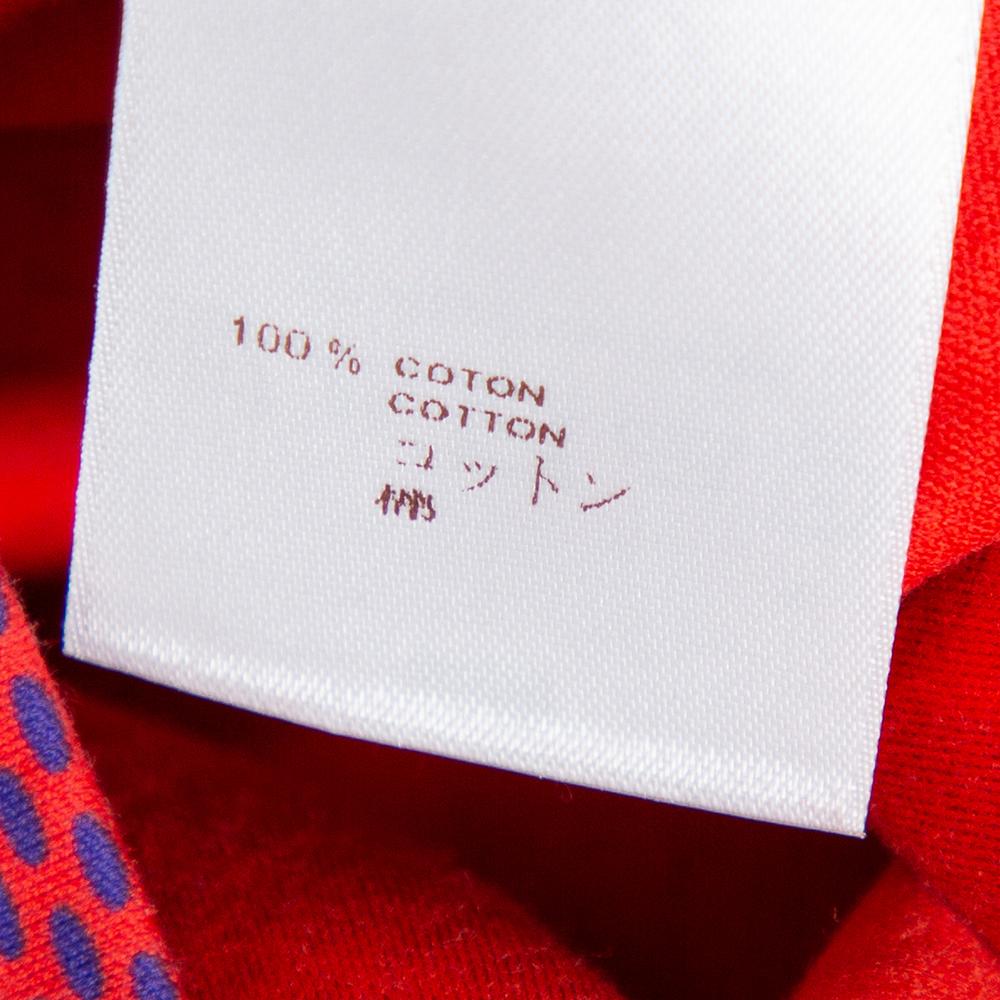 Louis Vuitton Red & Blue Masai Damier Printed Cotton Crewneck T-Shirt XXL In Good Condition In Dubai, Al Qouz 2