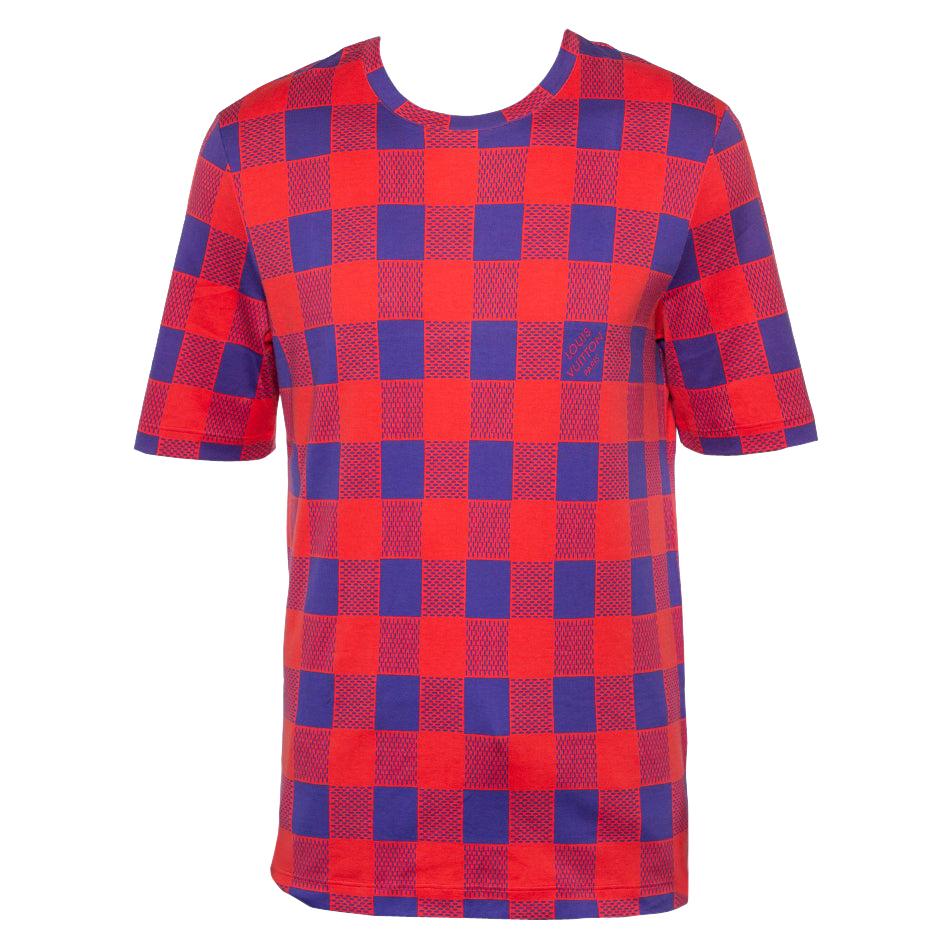 Louis Vuitton Red & Blue Masai Damier Printed Cotton Crewneck T-Shirt XXL