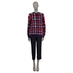 LOUIS VUITTON red blue white mohair 2019 OVERSIZED CHECK Sweater S