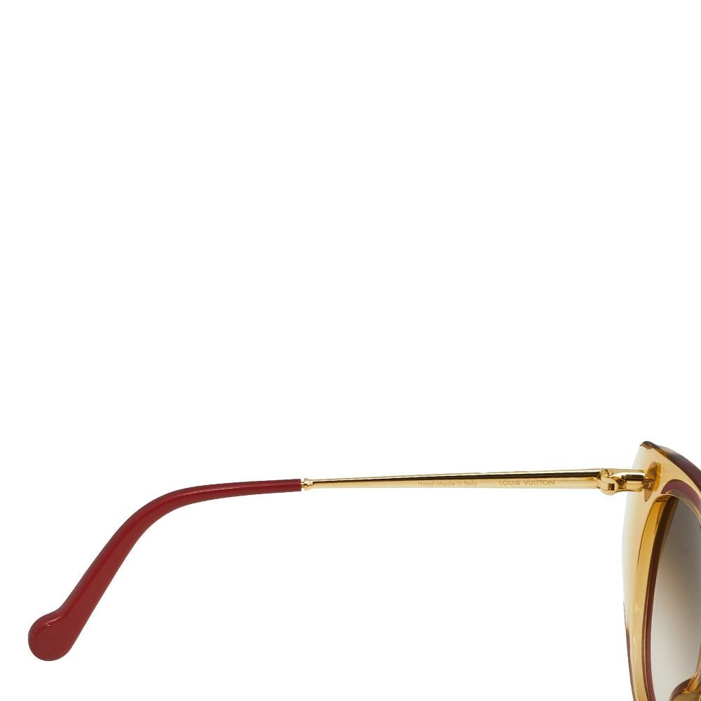 Louis Vuitton Red/ Brown Gradient Willow Cat-Eye Sunglasses In Good Condition In Dubai, Al Qouz 2